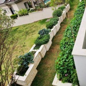Foto de jardim residencial com horta ergonômica e floreiras com outras plantas
